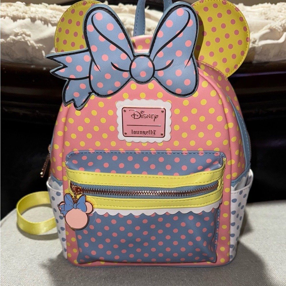 Loungefly Disney Minnie Mouse Pastel Polka Dot Figural Mini Backpack